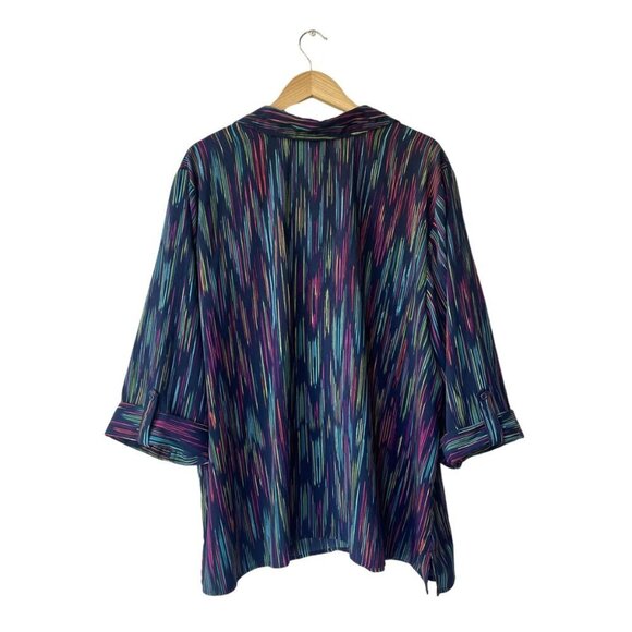Maggie Barnes for Catherines Plus Size Top 3X Rainbow Stripe Button Art To Wear - Picture 4 of 7
